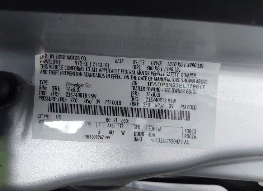 Photo 9 of 2014 Ford Focus TITANIUM (VIN 1FADP3N23EL179817)