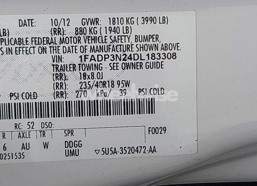 Photo 9 of 2013 Ford Focus TITANIUM (VIN 1FADP3N24DL183308)