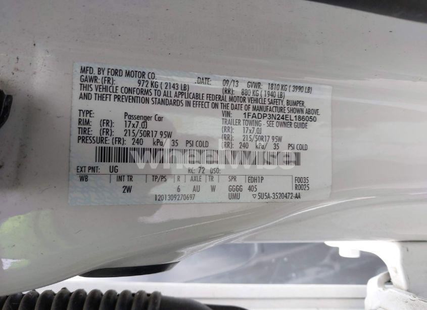 Photo 9 of 2014 Ford Focus TITANIUM (VIN 1FADP3N24EL186050)