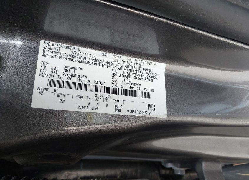 Photo 9 of 2014 Ford Focus TITANIUM (VIN 1FADP3N24EL274922)