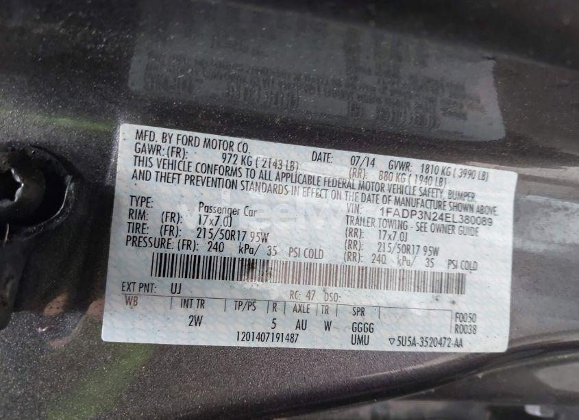 Photo 9 of 2014 Ford Focus TITANIUM (VIN 1FADP3N24EL380089)