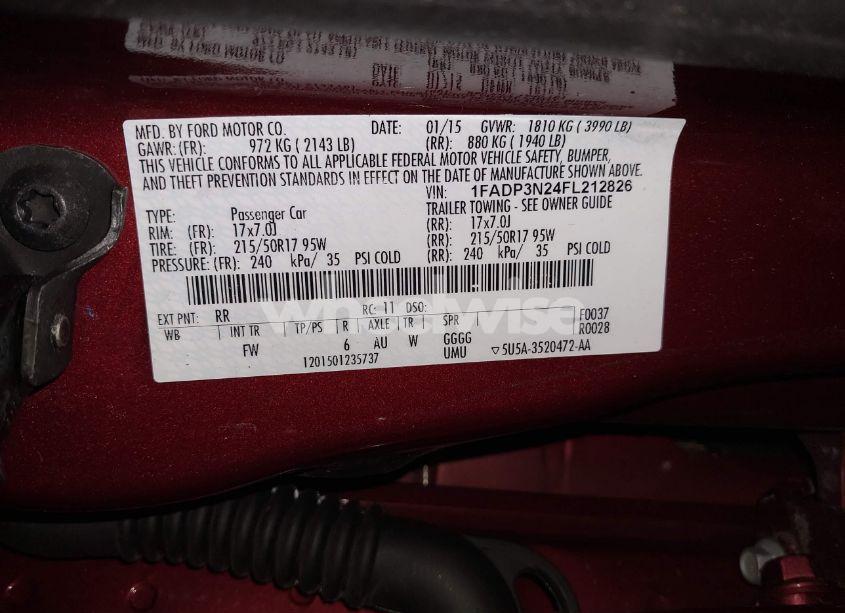 Photo 9 of 2015 Ford Focus TITANIUM (VIN 1FADP3N24FL212826)