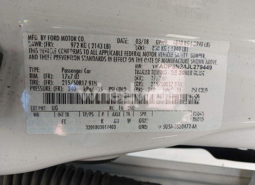 Photo 9 of 2018 Ford Focus TITANIUM (VIN 1FADP3N24JL279449)