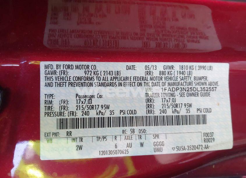 Photo 9 of 2013 Ford Focus TITANIUM (VIN 1FADP3N25DL352557)