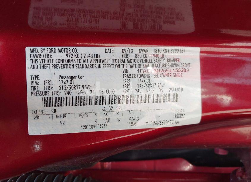 Photo 9 of 2014 Ford Focus TITANIUM (VIN 1FADP3N25EL155289)