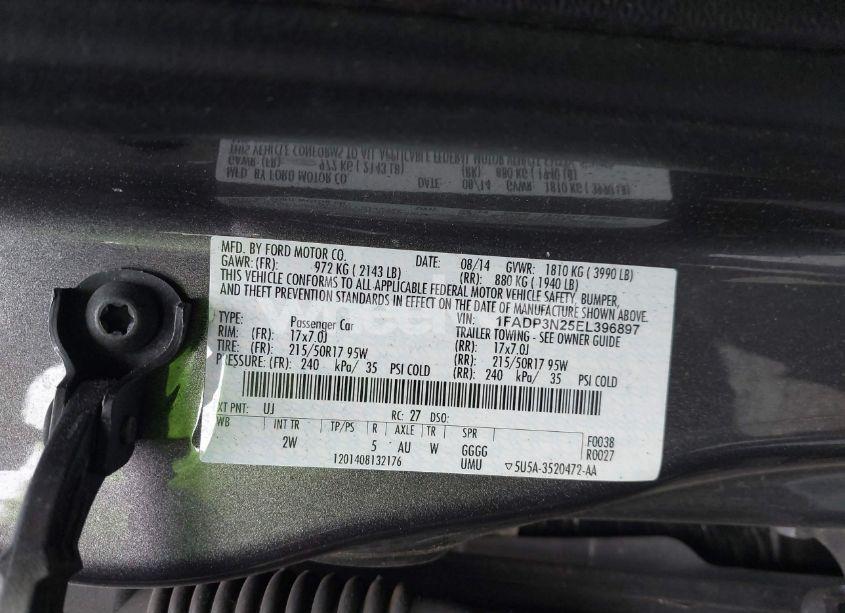 Photo 9 of 2014 Ford Focus TITANIUM (VIN 1FADP3N25EL396897)