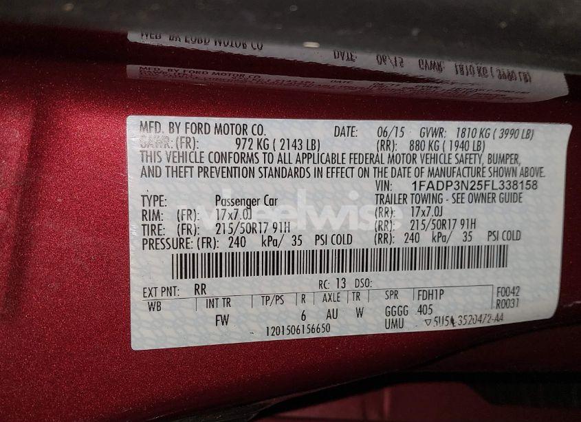 Photo 9 of 2015 Ford Focus TITANIUM (VIN 1FADP3N25FL338158)