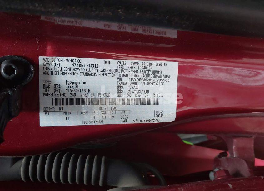 Photo 9 of 2016 Ford Focus TITANIUM (VIN 1FADP3N25GL205983)