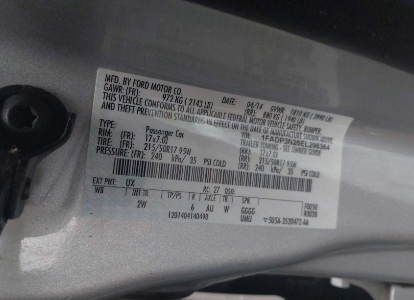 Photo 9 of 2014 Ford Focus TITANIUM (VIN 1FADP3N26EL298364)