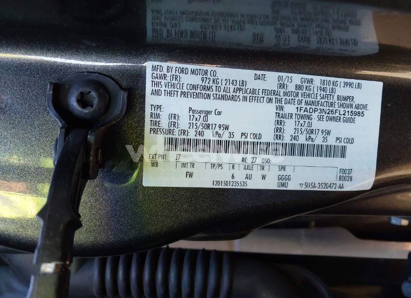 Photo 9 of 2015 Ford Focus TITANIUM (VIN 1FADP3N26FL215985)