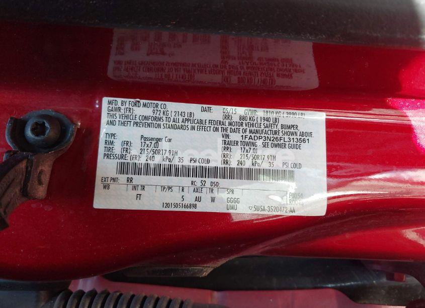 Photo 9 of 2015 Ford Focus TITANIUM (VIN 1FADP3N26FL313561)