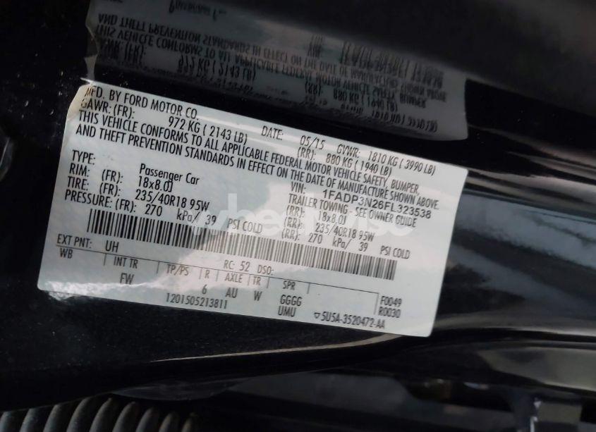 Photo 9 of 2015 Ford Focus TITANIUM (VIN 1FADP3N26FL323538)