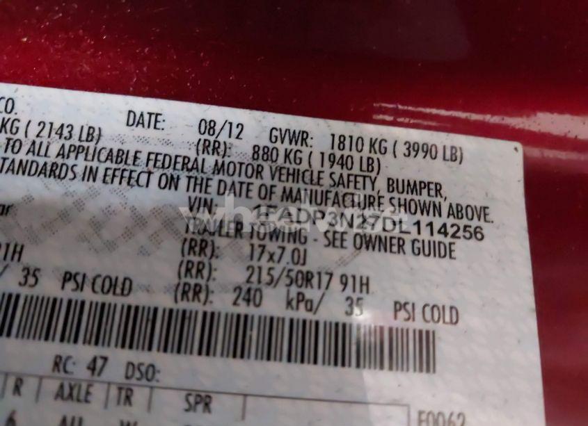 Photo 9 of 2013 Ford Focus TITANIUM (VIN 1FADP3N27DL114256)