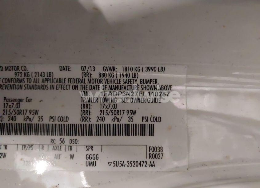 Photo 9 of 2014 Ford Focus TITANIUM (VIN 1FADP3N27EL110287)