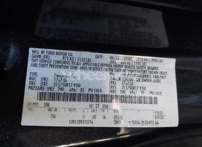 Photo 9 of 2014 Ford Focus TITANIUM (VIN 1FADP3N28EL166187)