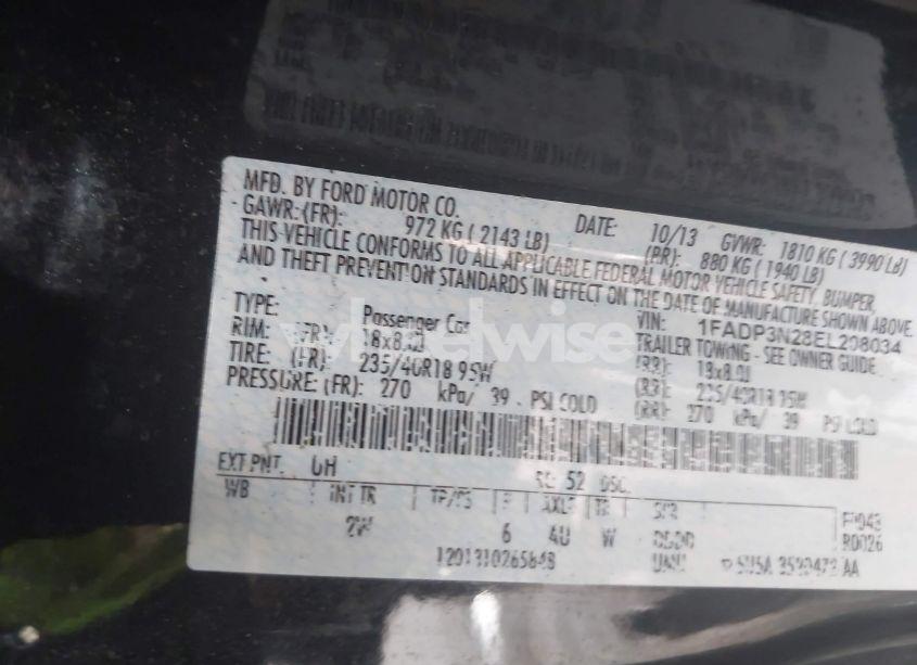 Photo 9 of 2014 Ford Focus TITANIUM (VIN 1FADP3N28EL208034)