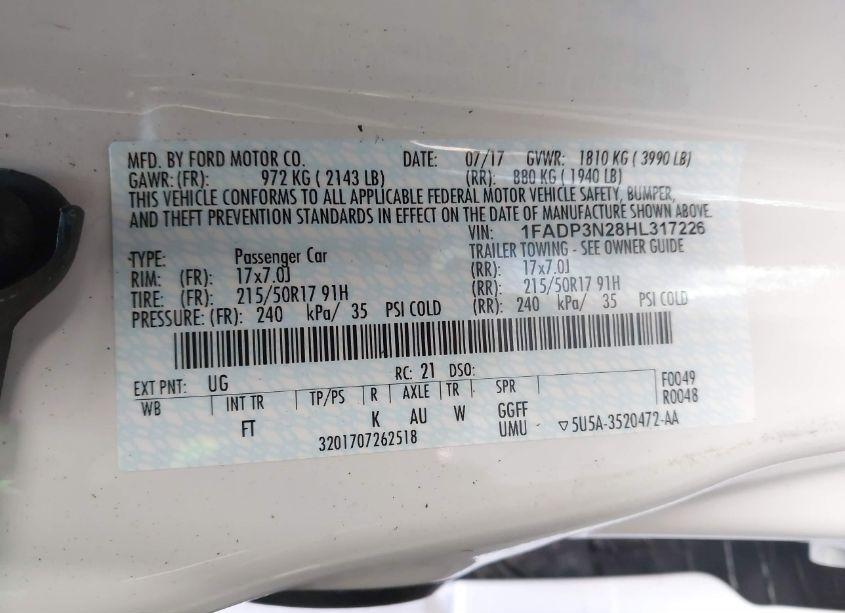 Photo 9 of 2017 Ford Focus TITANIUM (VIN 1FADP3N28HL317226)