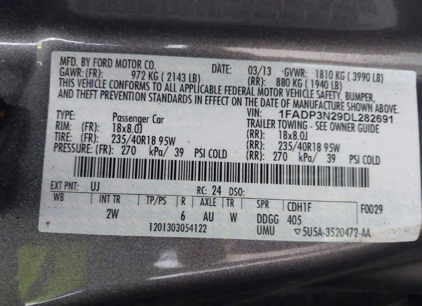 Photo 9 of 2013 Ford Focus TITANIUM (VIN 1FADP3N29DL282691)