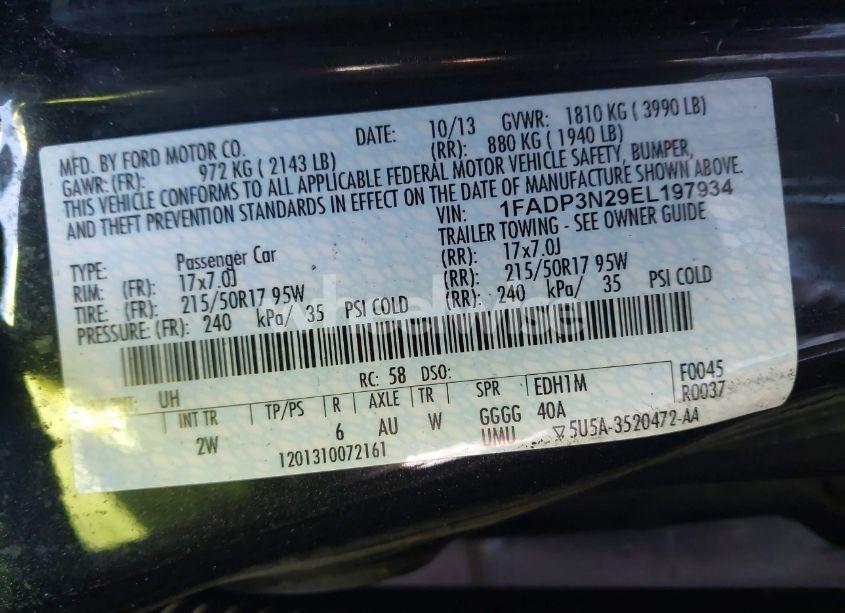 Photo 9 of 2014 Ford Focus TITANIUM (VIN 1FADP3N29EL197934)