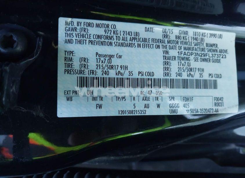 Photo 9 of 2015 Ford Focus TITANIUM (VIN 1FADP3N29FL373723)