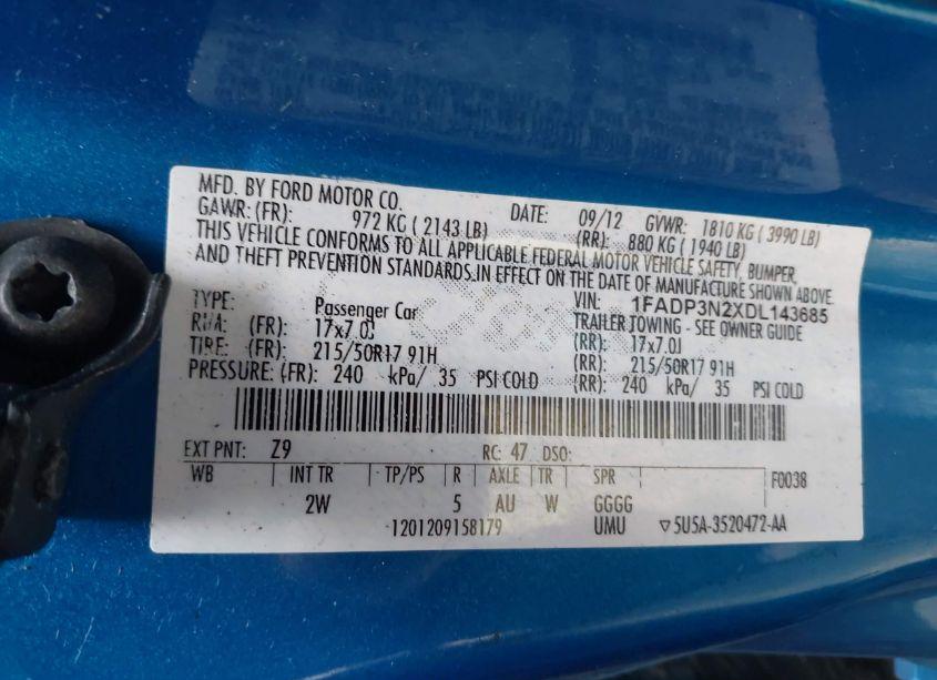 Photo 9 of 2013 Ford Focus TITANIUM (VIN 1FADP3N2XDL143685)