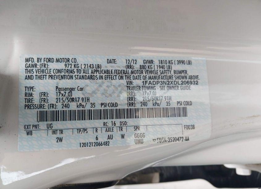 Photo 9 of 2013 Ford Focus TITANIUM (VIN 1FADP3N2XDL206932)