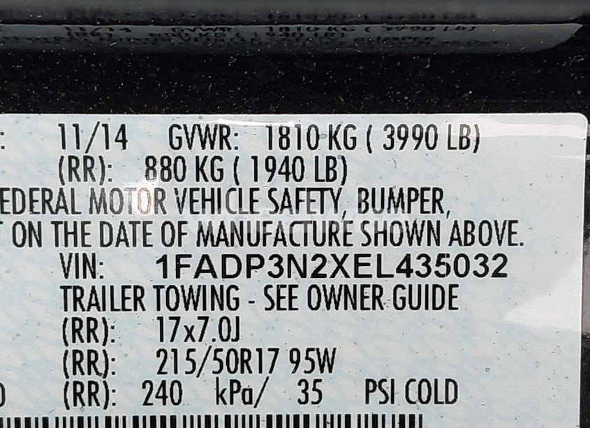 Photo 9 of 2014 Ford Focus TITANIUM (VIN 1FADP3N2XEL435032)