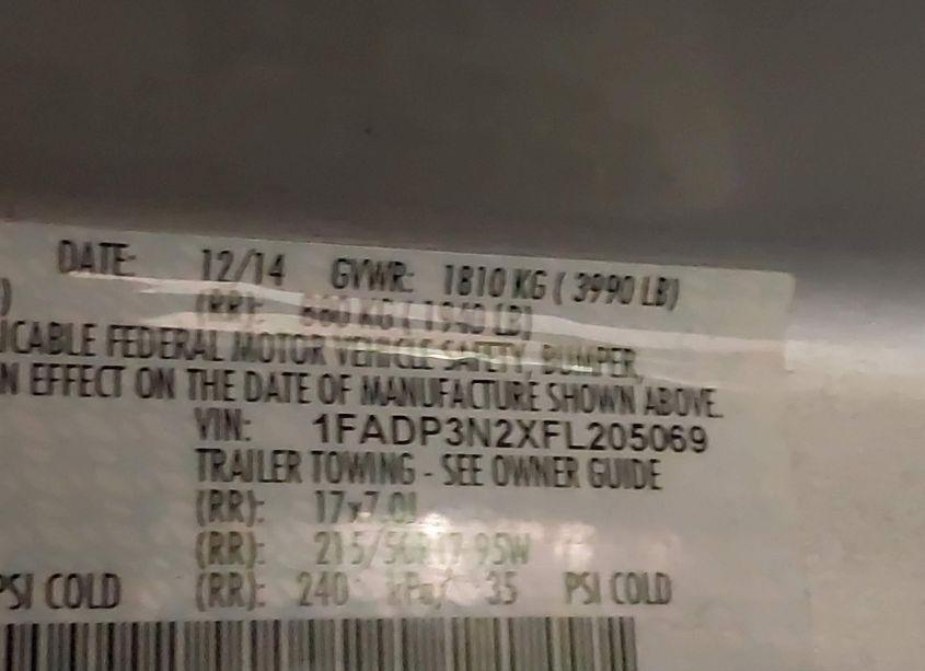 Photo 9 of 2015 Ford Focus TITANIUM (VIN 1FADP3N2XFL205069)