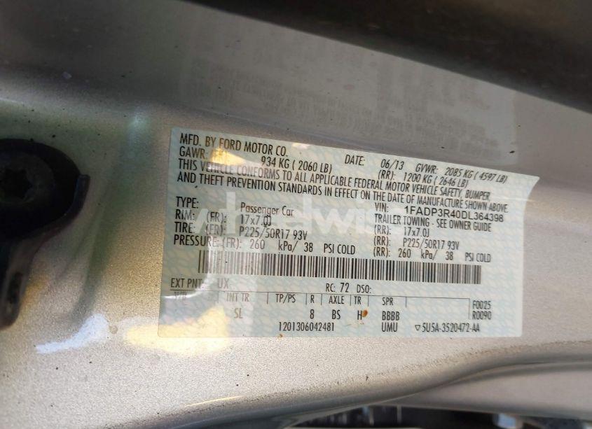 Photo 9 of 2013 Ford Focus ELECTRIC (VIN 1FADP3R40DL364398)