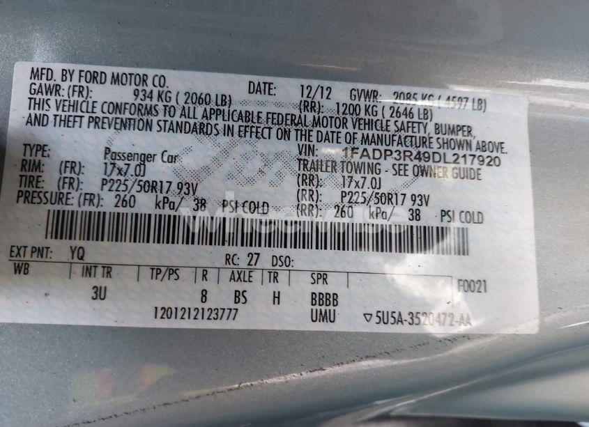 Photo 9 of 2013 Ford Focus ELECTRIC (VIN 1FADP3R49DL217920)