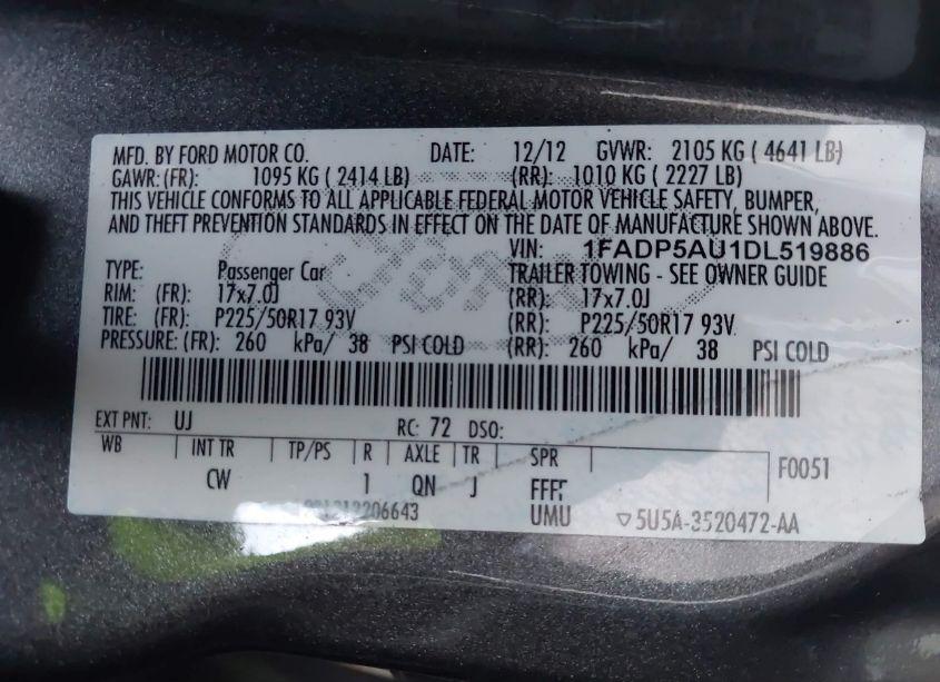 Photo 9 of 2013 Ford C-max HYBRID SE (VIN 1FADP5AU1DL519886)