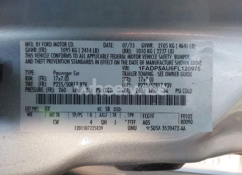 Photo 9 of 2015 Ford C-max HYBRID SE (VIN 1FADP5AU6FL120975)