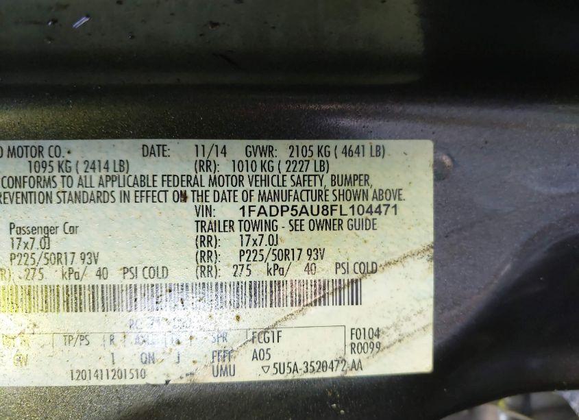 Photo 9 of 2015 Ford C-max HYBRID SE (VIN 1FADP5AU8FL104471)