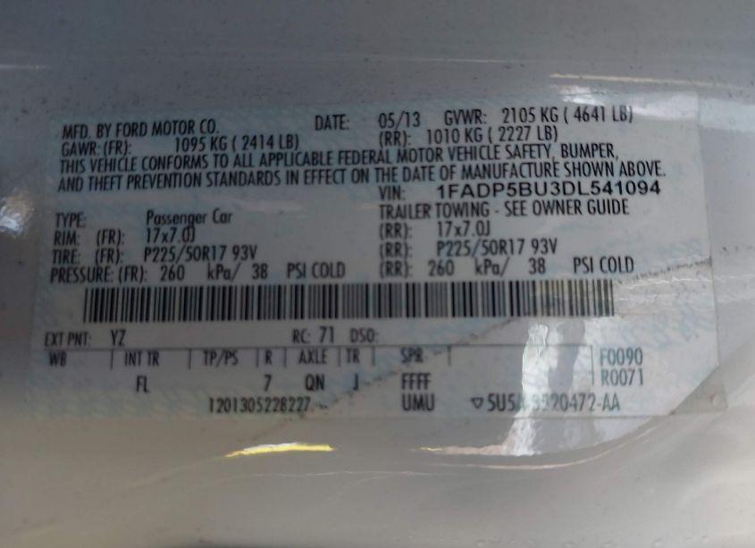 Photo 9 of 2013 Ford C-max HYBRID SEL (VIN 1FADP5BU3DL541094)