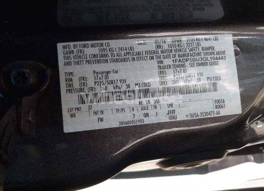 Photo 9 of 2016 Ford C-max HYBRID SEL (VIN 1FADP5BU3GL104443)