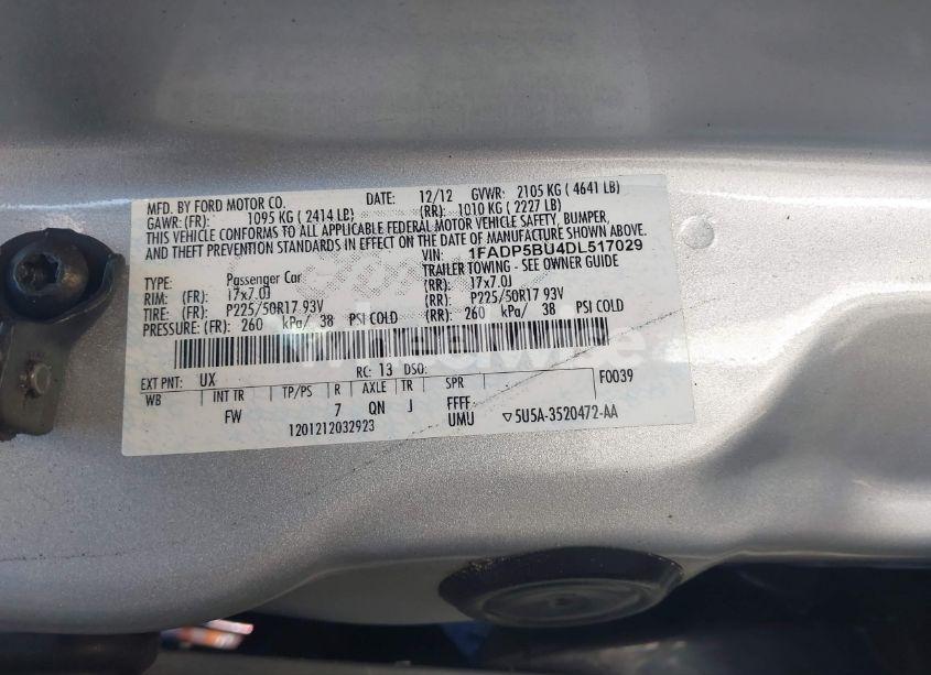 Photo 9 of 2013 Ford C-max HYBRID SEL (VIN 1FADP5BU4DL517029)