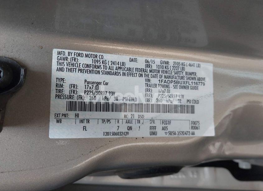 Photo 9 of 2015 Ford C-max HYBRID SEL (VIN 1FADP5BUXFL116779)