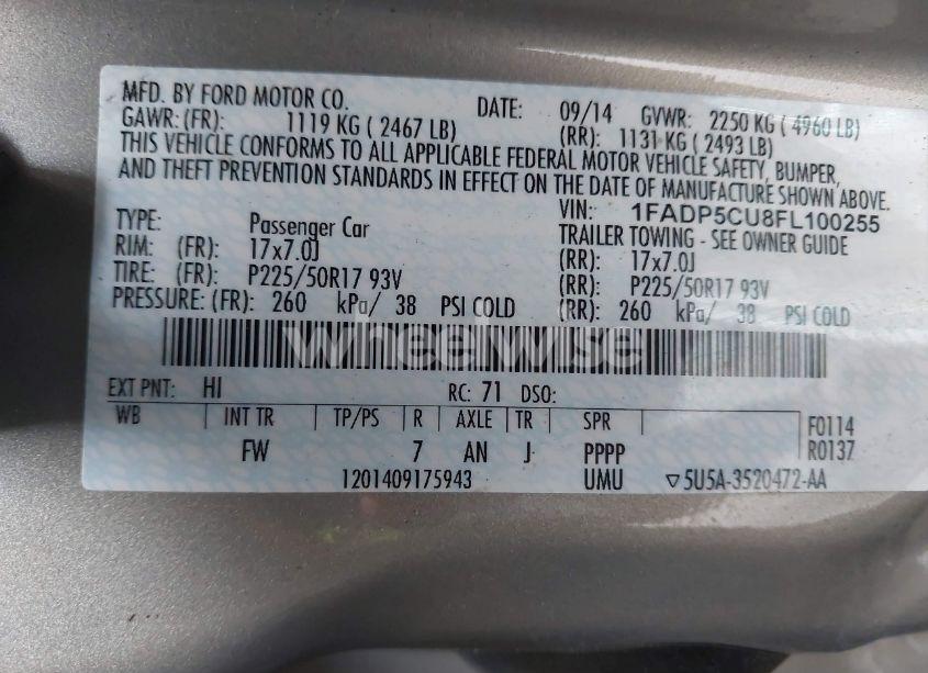 Photo 9 of 2015 Ford C-max ENERGI SEL (VIN 1FADP5CU8FL100255)