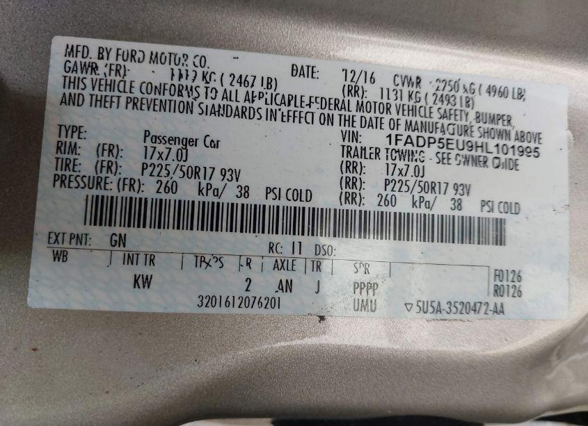 Photo 9 of 2017 Ford C-max ENERGI SE (VIN 1FADP5EU9HL101995)