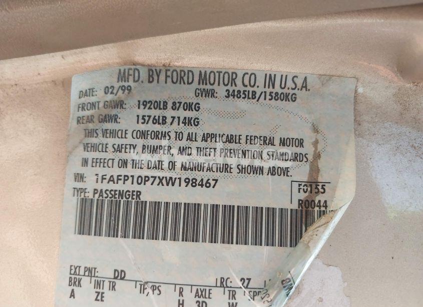 Photo 9 of 1999 Ford Escort LX (VIN 1FAFP10P7XW198467)