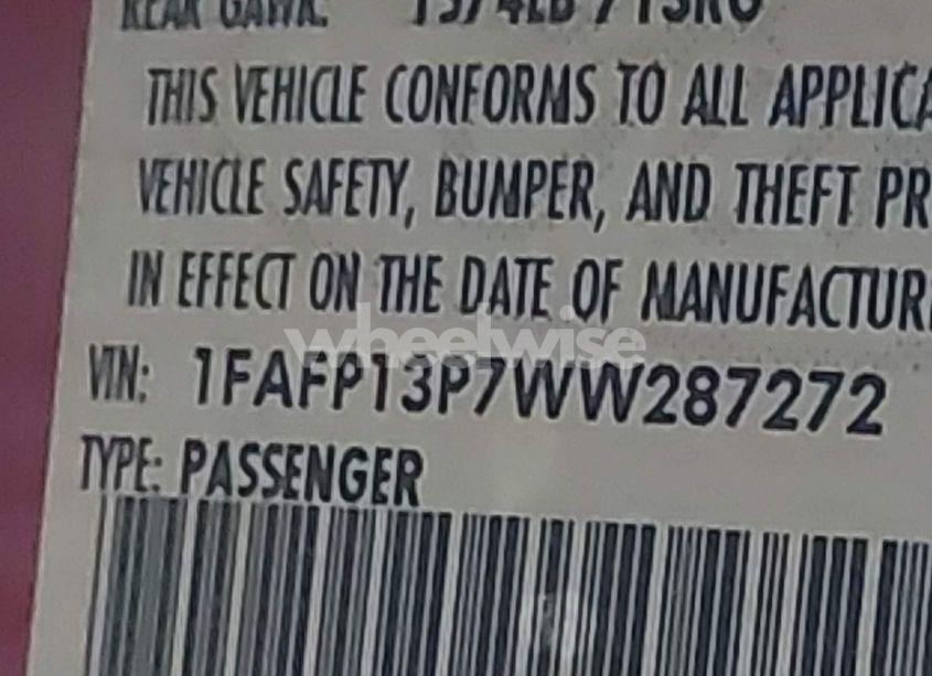 Photo 9 of 1998 Ford Escort SE (VIN 1FAFP13P7WW287272)