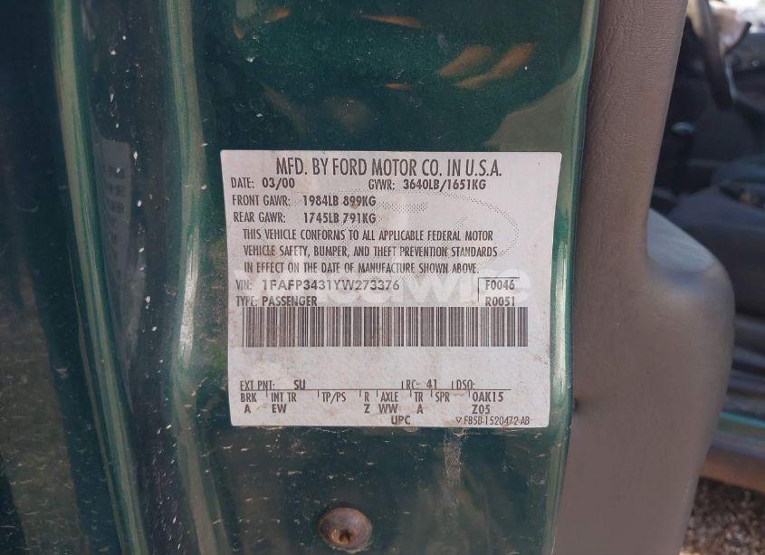 Photo 9 of 2000 Ford Focus SE (VIN 1FAFP3431YW273376)