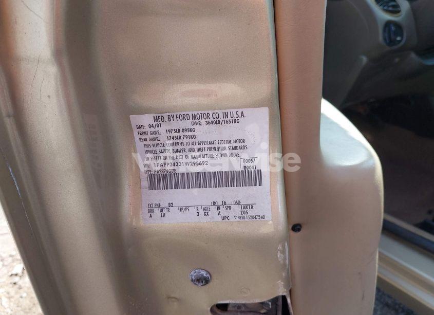 Photo 9 of 2001 Ford Focus SE/SE SPORT (VIN 1FAFP34331W295692)