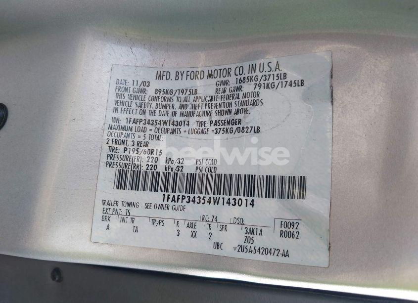 Photo 9 of 2004 Ford Focus SE (VIN 1FAFP34354W143014)