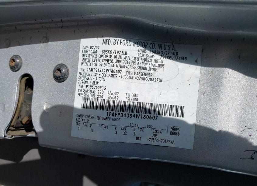 Photo 9 of 2004 Ford Focus SE (VIN 1FAFP34384W180607)