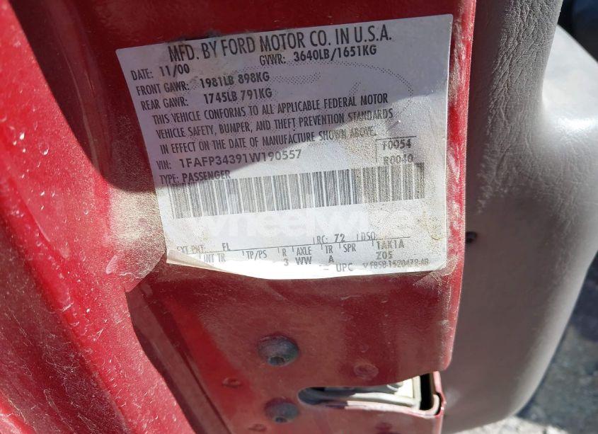 Photo 9 of 2001 Ford Focus SE (VIN 1FAFP34391W190557)