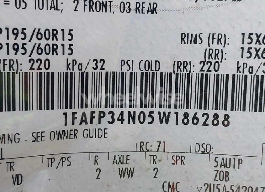 Photo 9 of 2005 Ford Focus ZX4 (VIN 1FAFP34N05W186288)