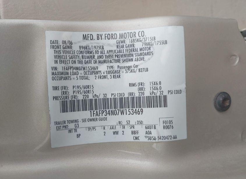 Photo 9 of 2007 Ford Focus S/SE/SES (VIN 1FAFP34N07W153469)