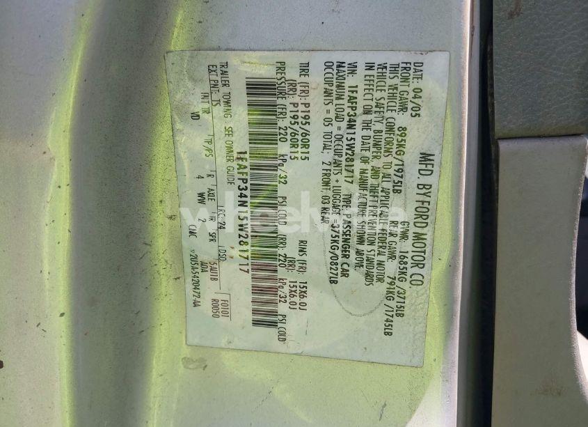 Photo 9 of 2005 Ford Focus ZX4 (VIN 1FAFP34N15W281717)