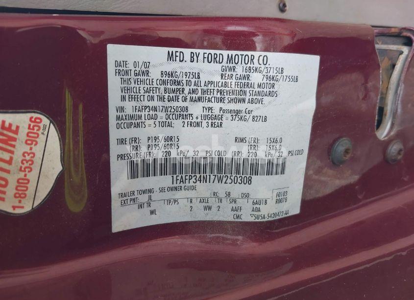 Photo 9 of 2007 Ford Focus S/SE/SES (VIN 1FAFP34N17W250308)